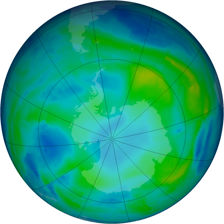 Antarctic ozone map for 20 May 1997